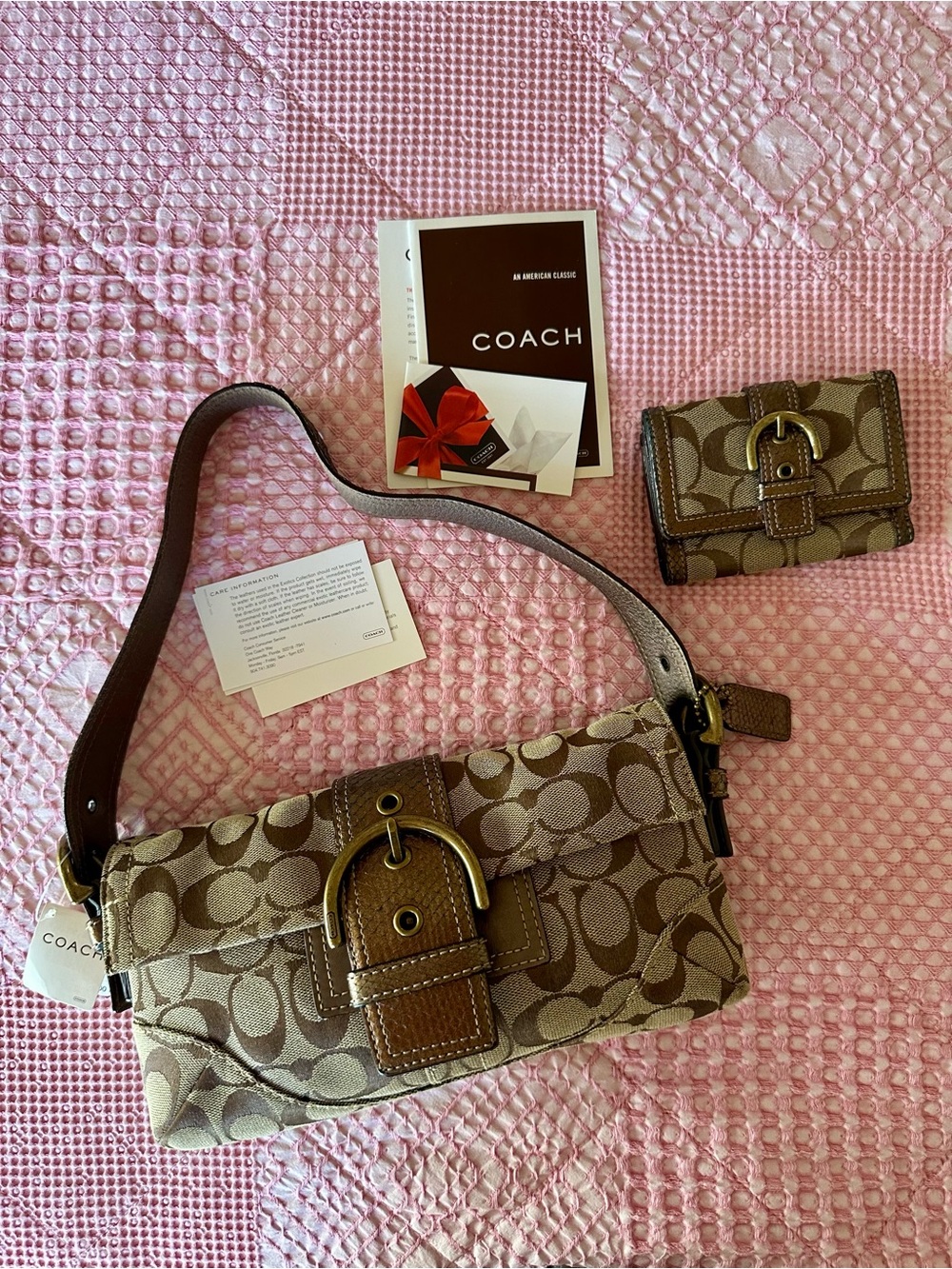 Rare Vintage Coach Baguette Shoulder Bag w Snakeskin Leather Strap & Wallet